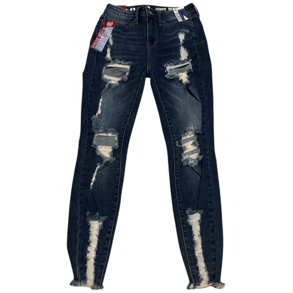 Song Curvy high rise skinny ankle blue distressed women’s jeans size 3/26
